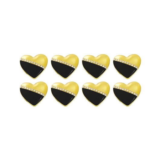 Heart-Shaped Pearl Metal Buttons with Gold & Black Accents