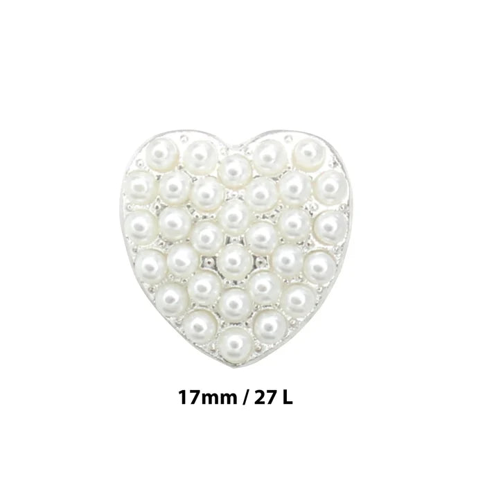 Heart Style Pearl Metal Buttons | 17mm(27L)