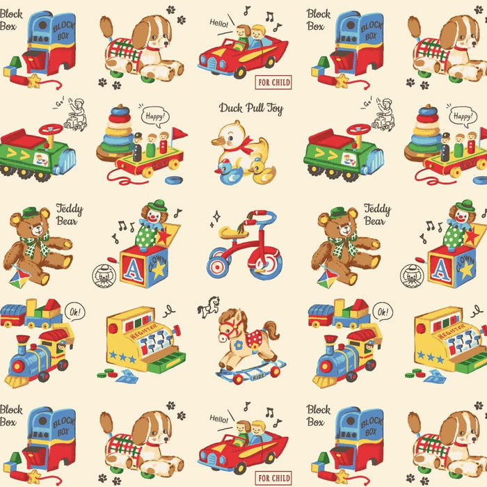 Hello Again 3 - Retro Toys - White - Quilt Gate
