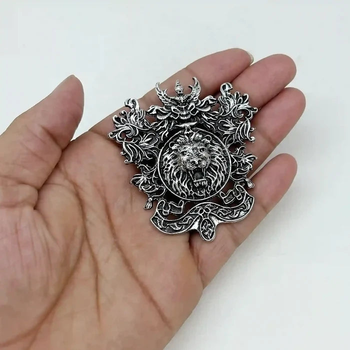 Heraldic Lion Crest Brooch