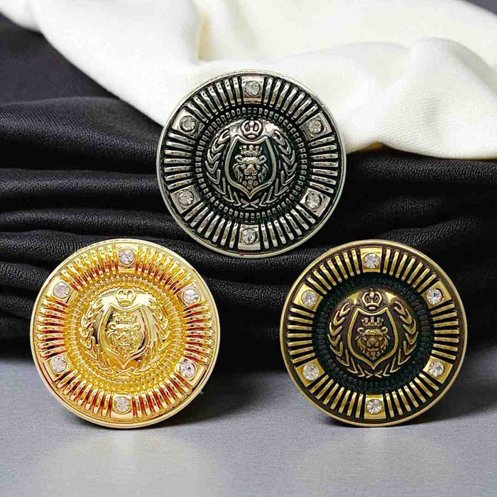 Heraldic Lion Crest Rhinestones Buttons | 15mm, 18mm & 23mm