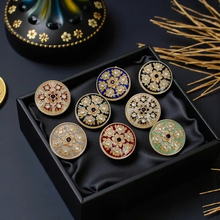 Heritage Floral Pattern Metal Buttons | 22mm(35L) & 18mm(28L)