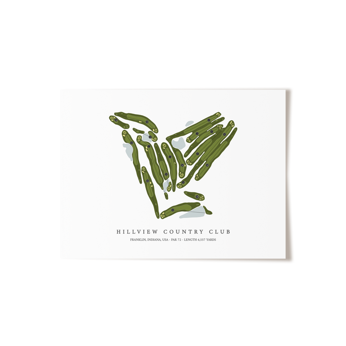 Hillview Country Club | Golf Course Map | Unframed