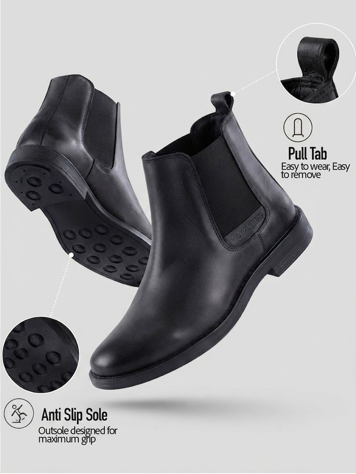 Holborn Black Chelsea Boots |Classic Slip-On Dress Boots with Ortho Comfort Insock|TC-2657BL