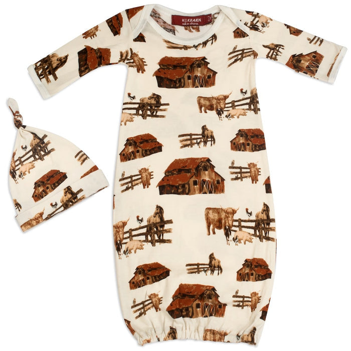 Homestead Organic Cotton Newborn Gown & Hat Set - Babies in Bloom
