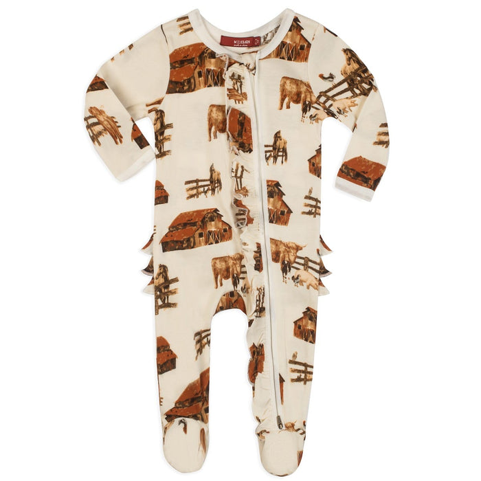 Homestead Organic Cotton Ruffle Zipper Footed Romper - Babies in Bloom