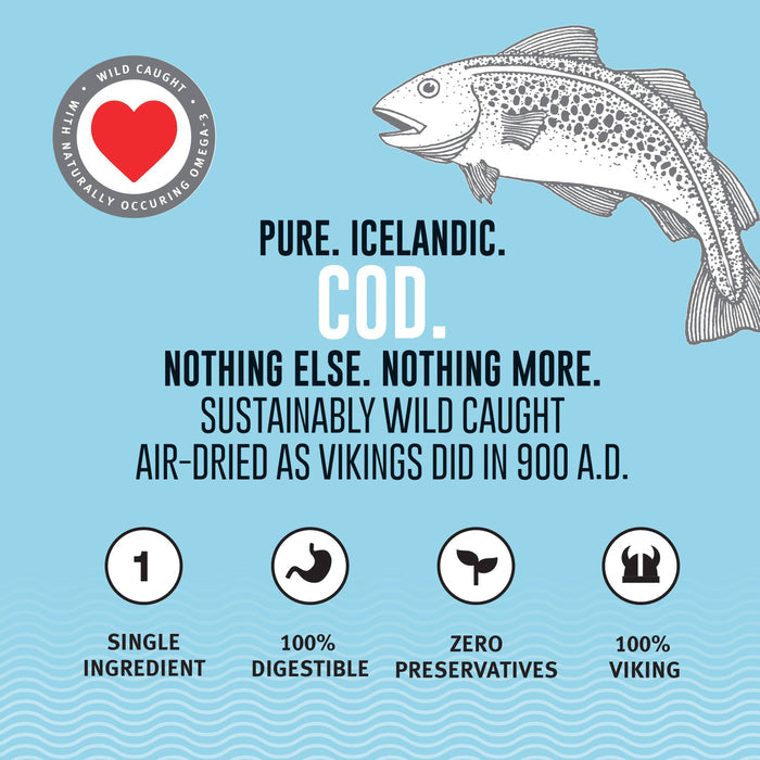 Icelandic+ Hand Wrapped Cod Skin 10" Long Chew Stick 12-Pack