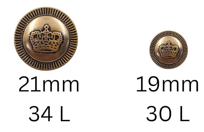 Imperial Emblems Crown Metal Buttons | 19mm(30L) & 21mm(34L)