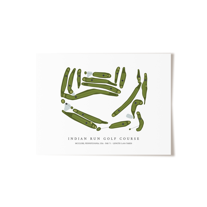 Indian Run Golf Course | Golf Course Map | Unframed
