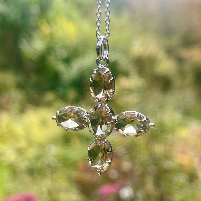 Inspired by Jane Austen & Cassandra's Topaz Cross Necklace - Oval Cut Cross