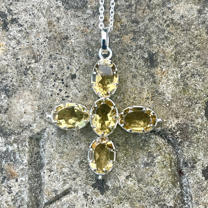 Inspired by Jane Austen & Cassandra's Topaz Cross Necklace - Oval Cut Cross