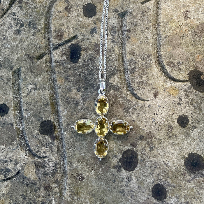 Inspired by Jane Austen & Cassandra's Topaz Cross Necklace - Oval Cut Cross