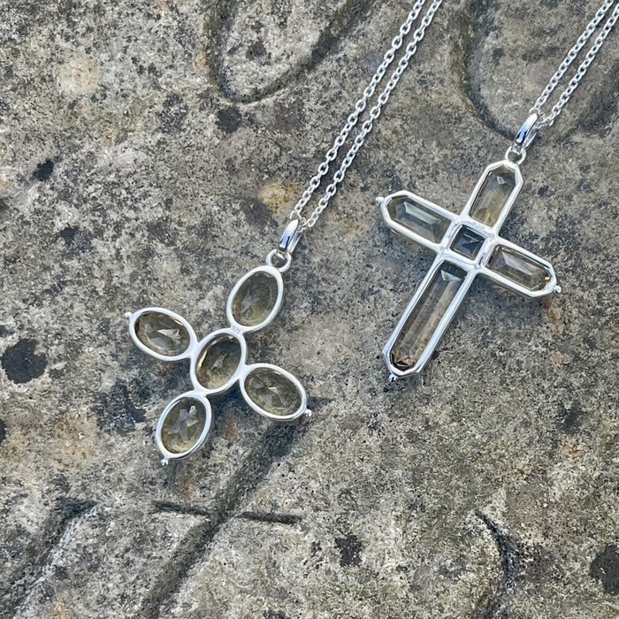 Inspired by Jane Austen & Cassandra's Topaz Cross Necklace - Oval Cut Cross