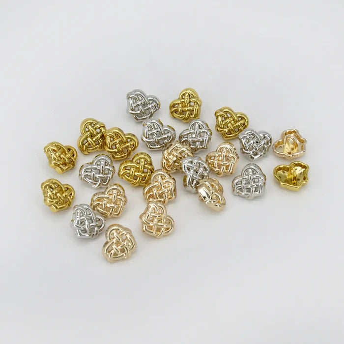 Interlock Heart Shaped Metal Button | 12mm (20L)