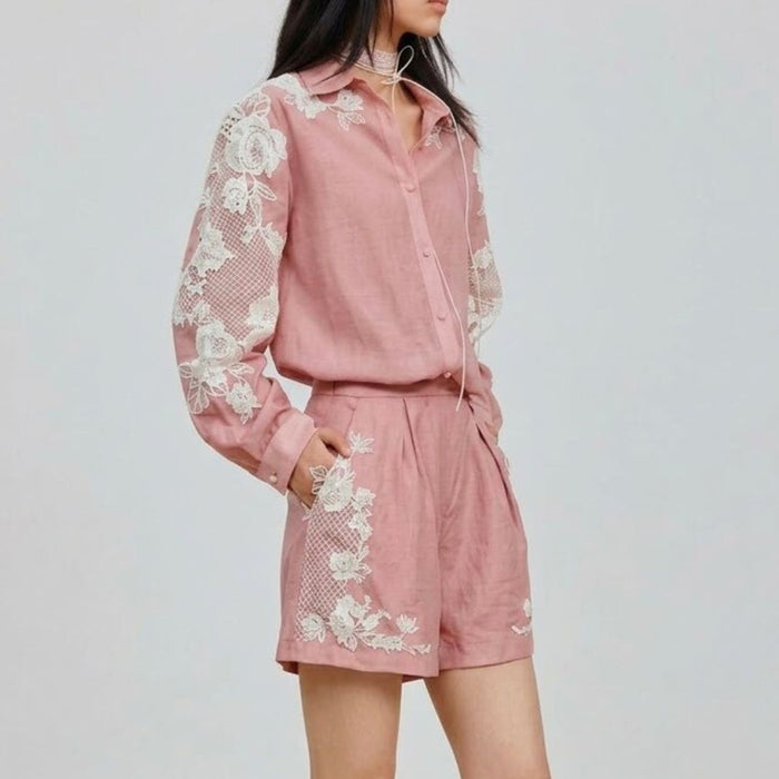 Intricate Net with Flower Lace Yoke Set | Net Patch big Size