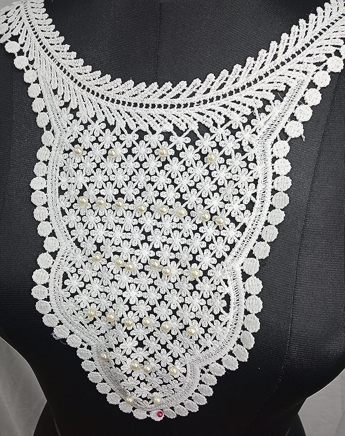 Women’s dresses and kurtis with intricate openwork floral neckline by Ani Accessories, adding sophistication and decorative appeal.