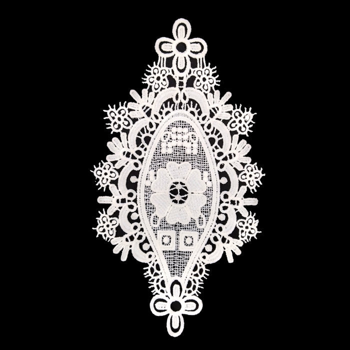 Intricate Oval Floral Frame Applique Crochet Cotton Sew Patch