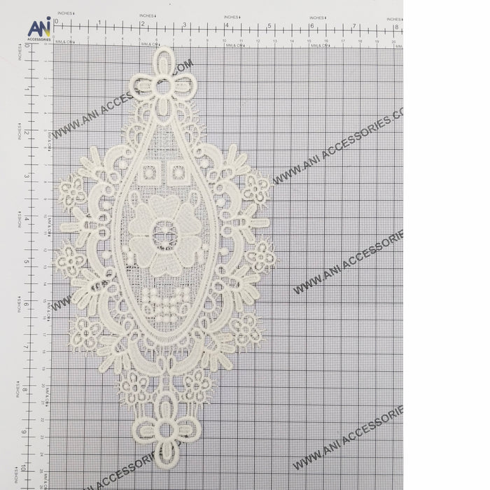Intricate Oval Floral Frame Applique Crochet Cotton Sew Patch