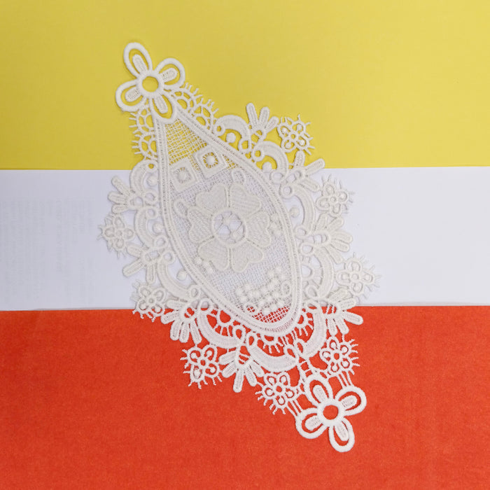 Intricate Oval Floral Frame Applique Crochet Cotton Sew Patch