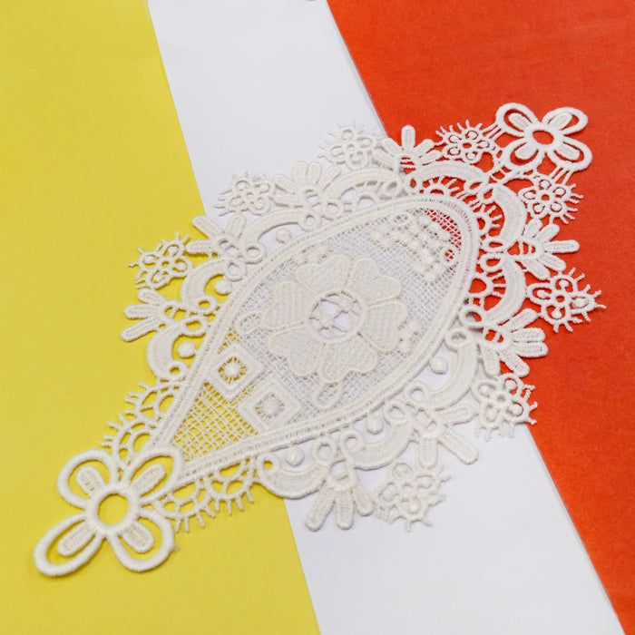Intricate Oval Floral Frame Applique Crochet Cotton Sew Patch