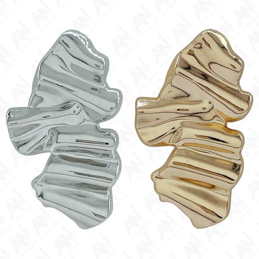 Buy Now Ani Accessories Sculpted Silver & Gold  Abstract Buckle | Modern Textured Metal Buckle for Belts, Bags & Fashion DIY Projects placed in a white background.