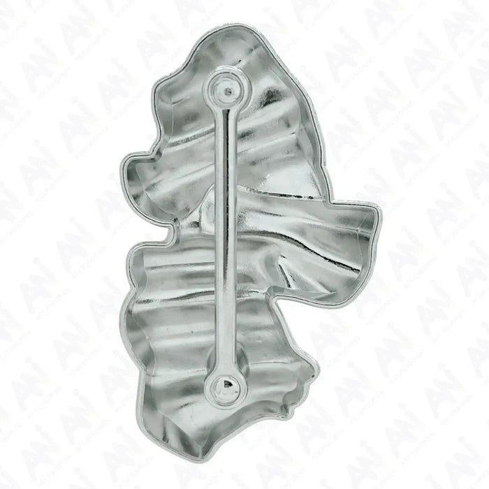 Ani Accessories Sculpted Silver Abstract Buckle backside in the white background.