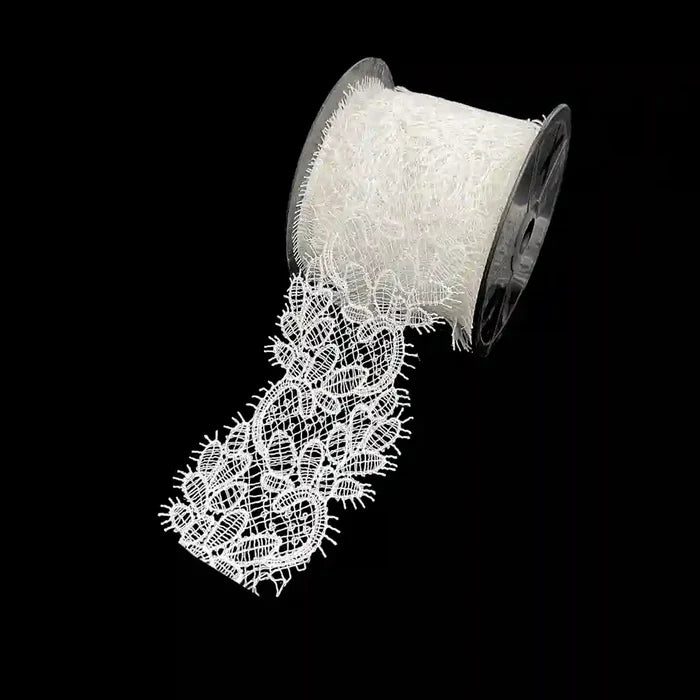 Ivory Bloom Embroidered Lace Trim | 7cm (3 inches) 70mm | SKU-FML-11