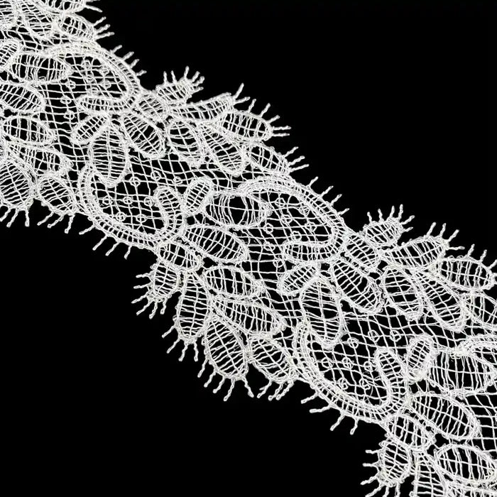 Ivory Bloom Embroidered Lace Trim | 7cm (3 inches) 70mm | SKU-FML-11