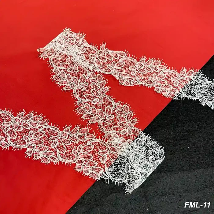 Ivory Bloom Embroidered Lace Trim | 7cm (3 inches) 70mm | SKU-FML-11
