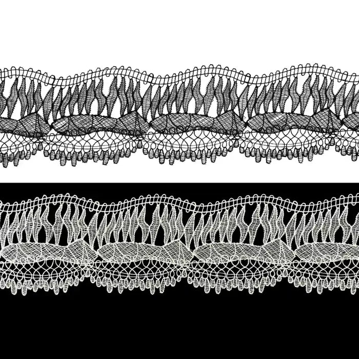 Ivory Wave Floral Lace Trim | 11.6cm (4.6 inches) 116mm | SKU-FML-10