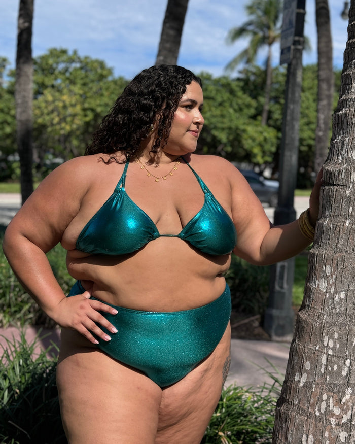 Jade Glitter High Waist Bottom