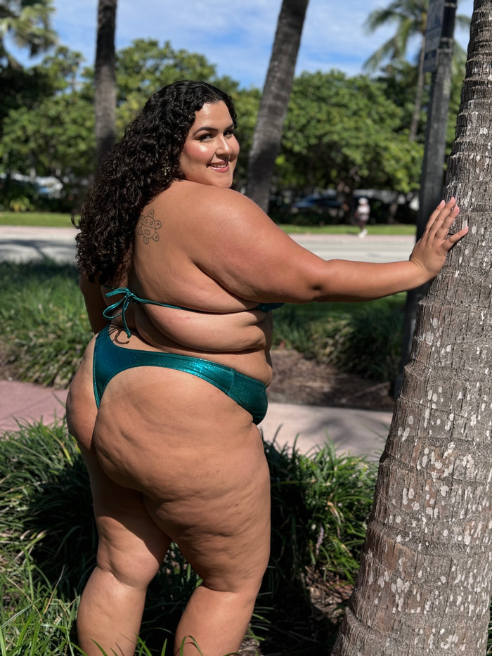 Jade Glitter Thong Bikini Bottom