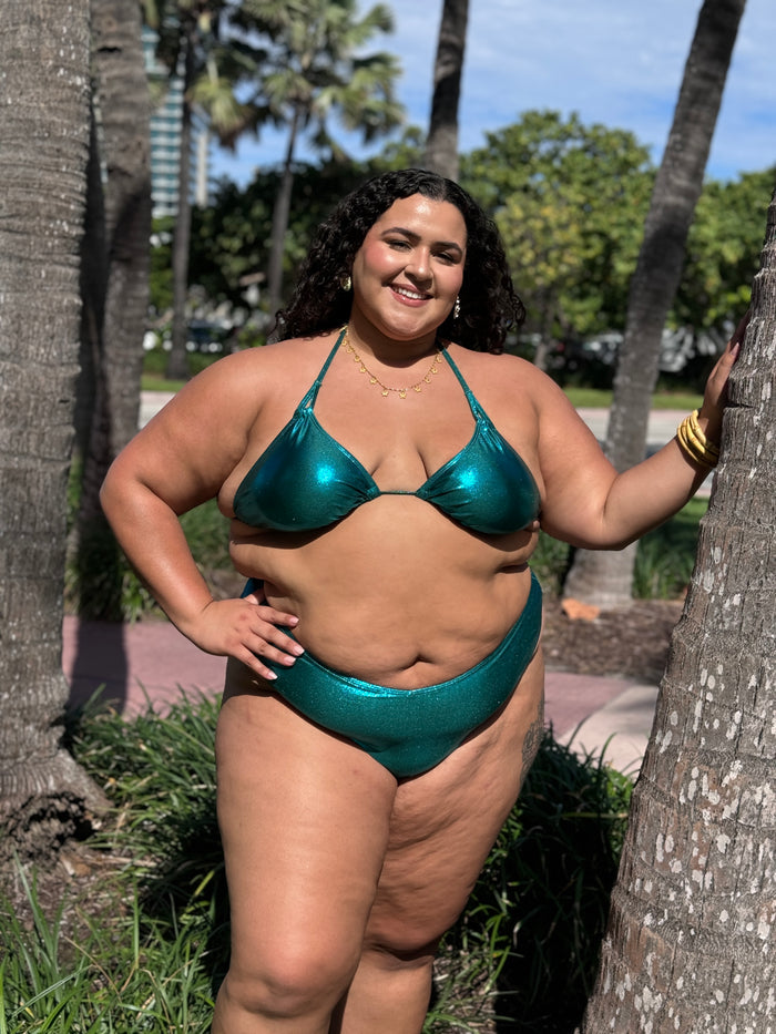 Jade Glitter Thong Bikini Bottom