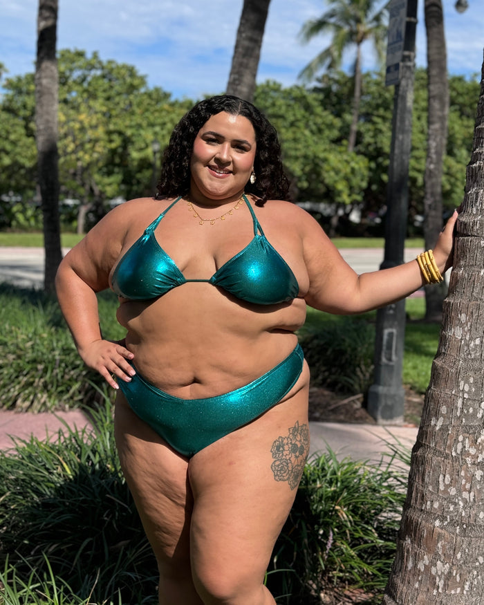 Jade Glitter Triangle Bikini Top