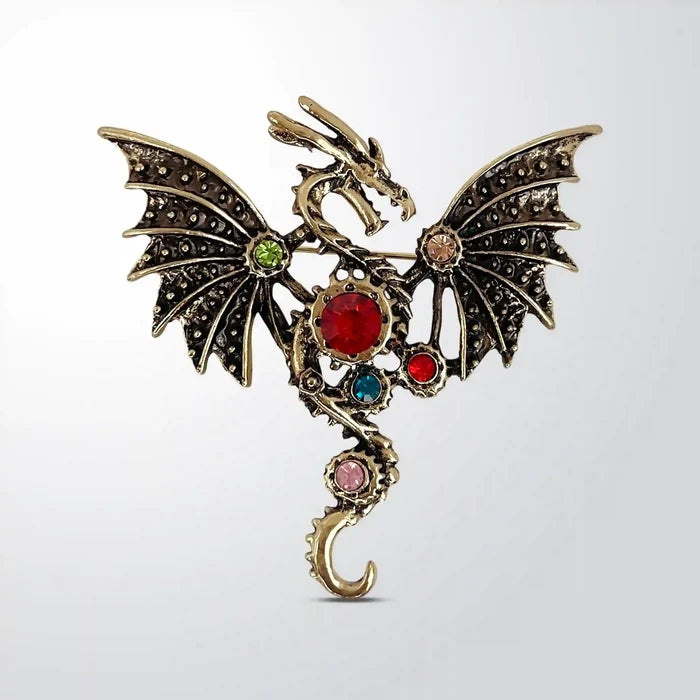 Jeweled Dragon Fantasy Brooch