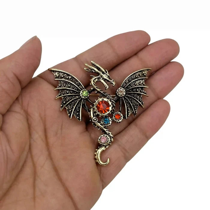Jeweled Dragon Fantasy Brooch