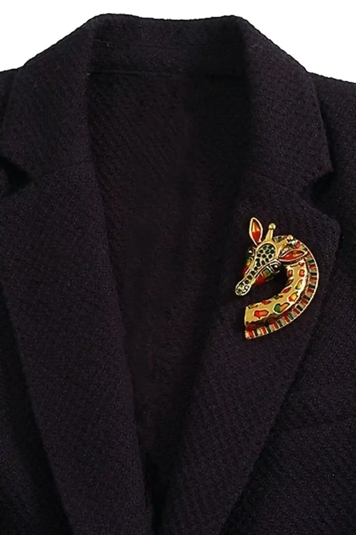 Jeweled Giraffe Brooch Pin