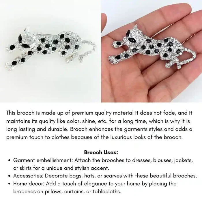 Jeweled Leopard Brooch Pin