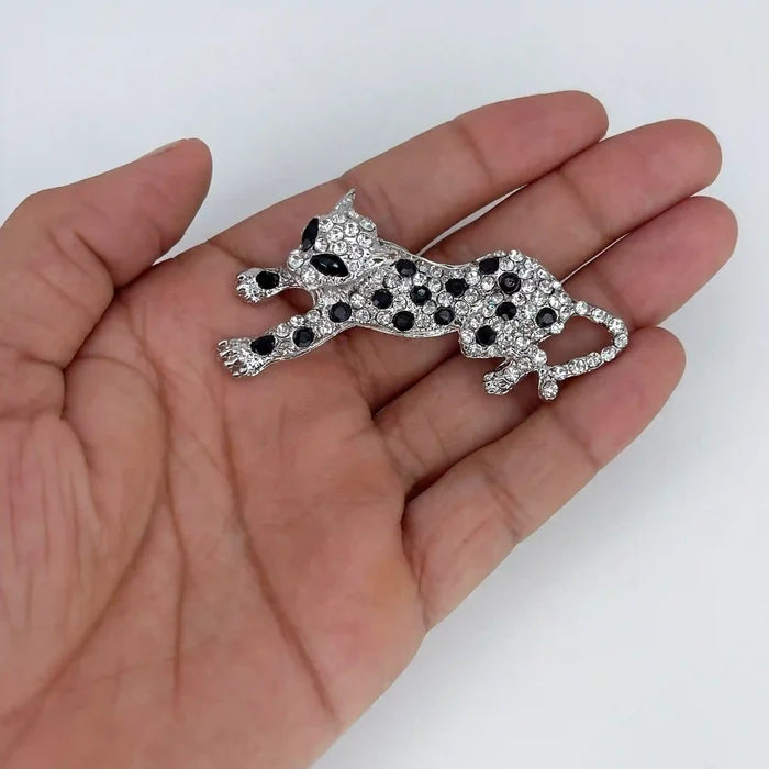Jeweled Leopard Brooch Pin
