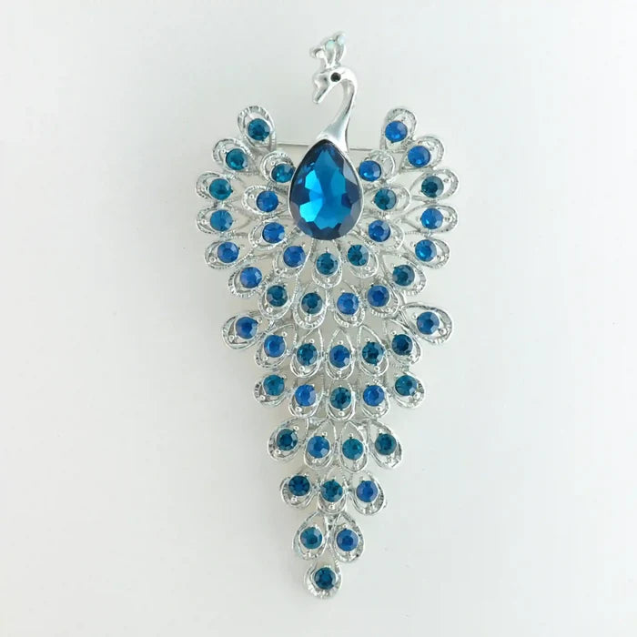 Jeweled Peacock Pin Brooch