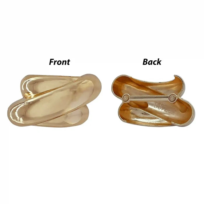 Ani Accessories Kinetic Twist Gold  Metal Buckle front & back image in the white background.