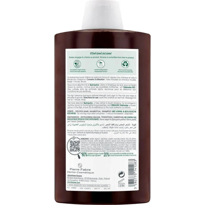 Klorane anti-hair loss shampoo Quinine/Edelweiss (400 ml) - Hairgivers