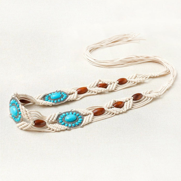 Ani Accessories women’s belt shown on a clean white background, featuring elegant macrame-style detailing for versatile styling.