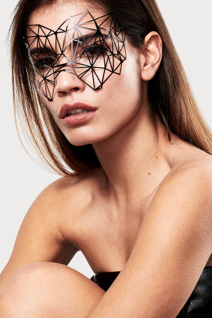 Bijoux Indiscrets Kristine Geometric Vinyl Mask Black