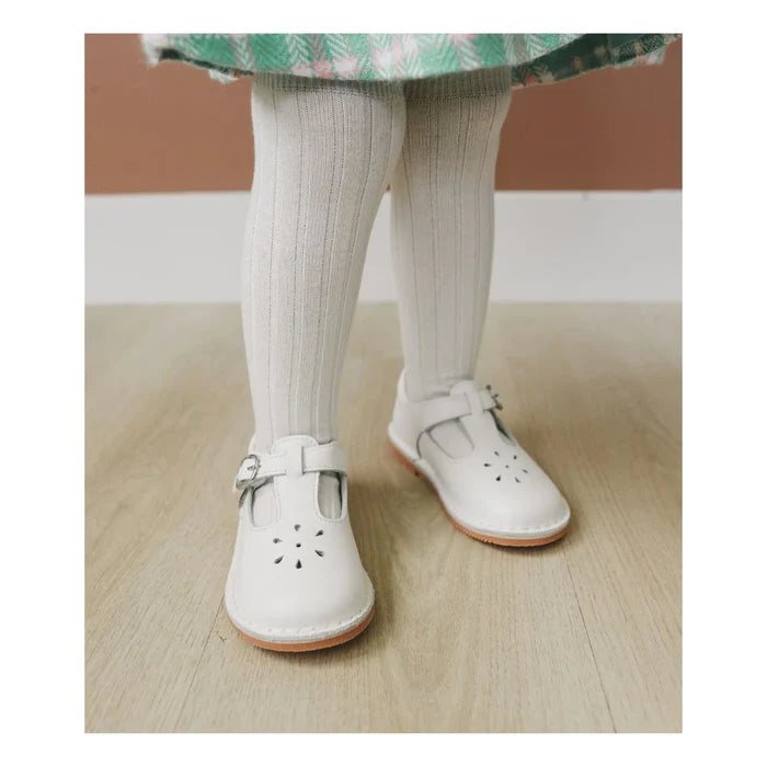 L'Amour Shoes - Joy Leather T-Strap Mary Jane's - White