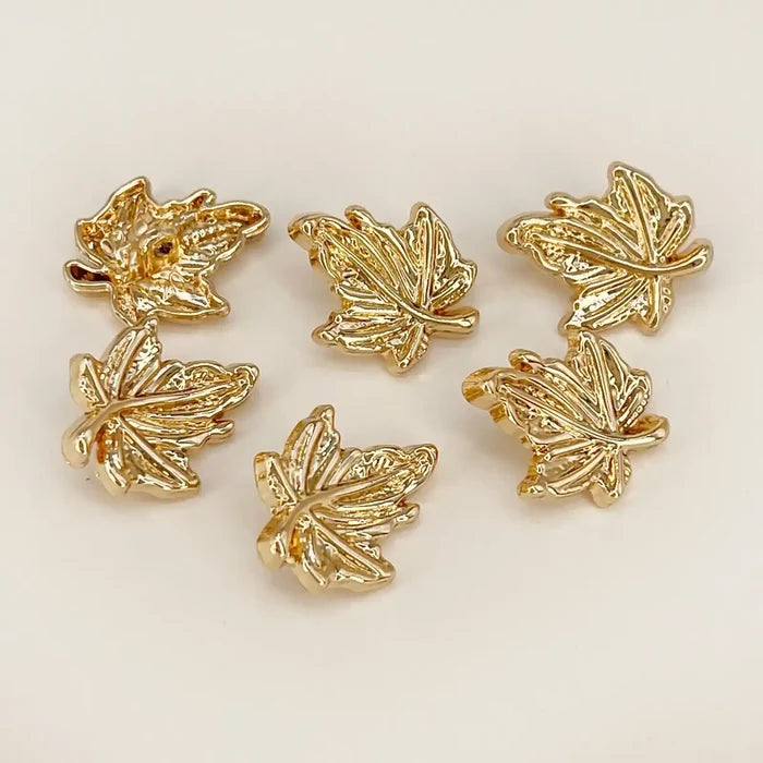 Leaf Shaped Golden Metal Button | 20mm(32L)
