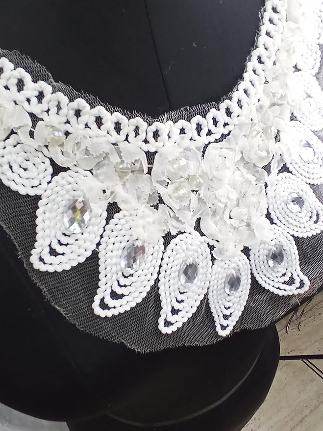 Ani Accessories round neckline featuring leafy motifs with diamond and pearl accents for festive outfits