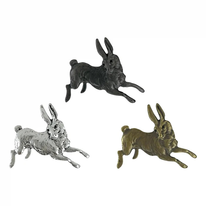 Leaping Rabbit Metal Brooch