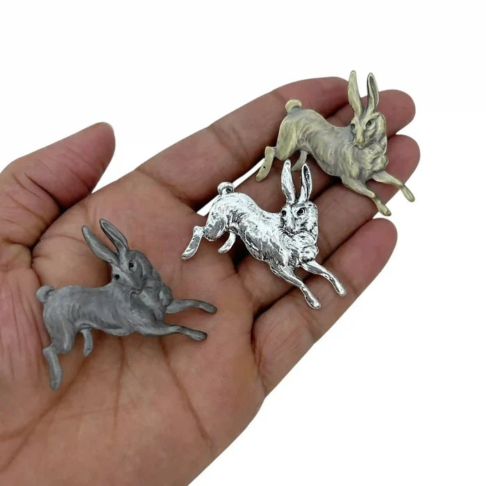Leaping Rabbit Metal Brooch