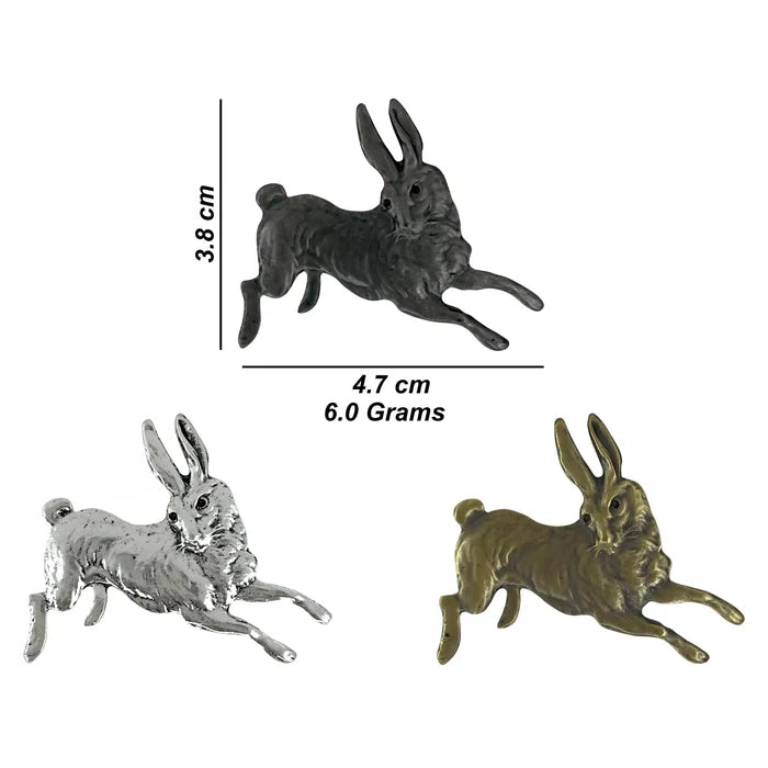 Leaping Rabbit Metal Brooch